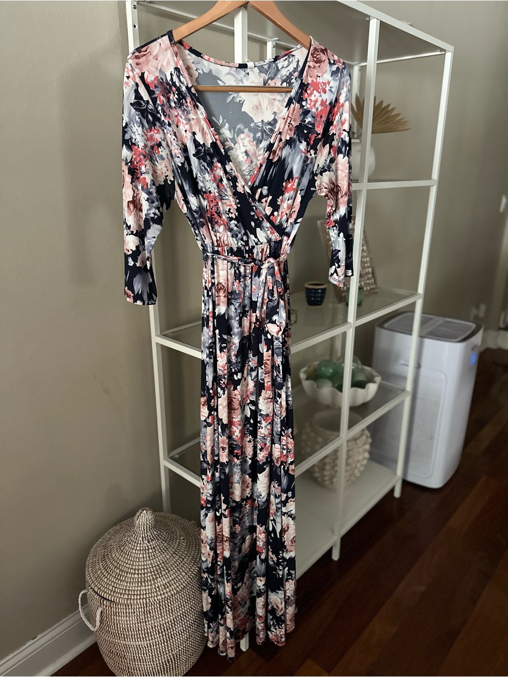 Pinkblush Maternity Blue Pink Floral Wrap Maxi Dress Size XL